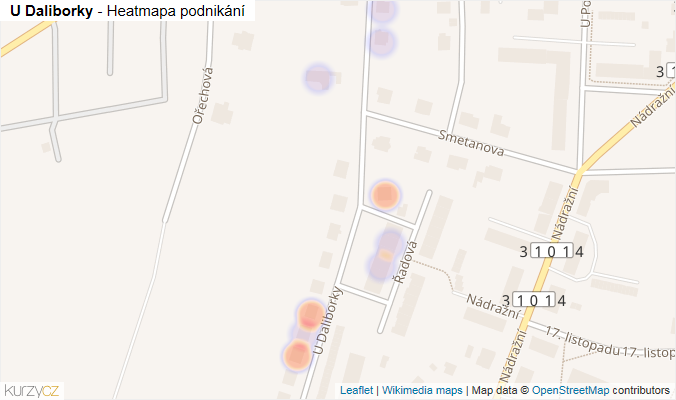 Mapa U Daliborky - Firmy v ulici.