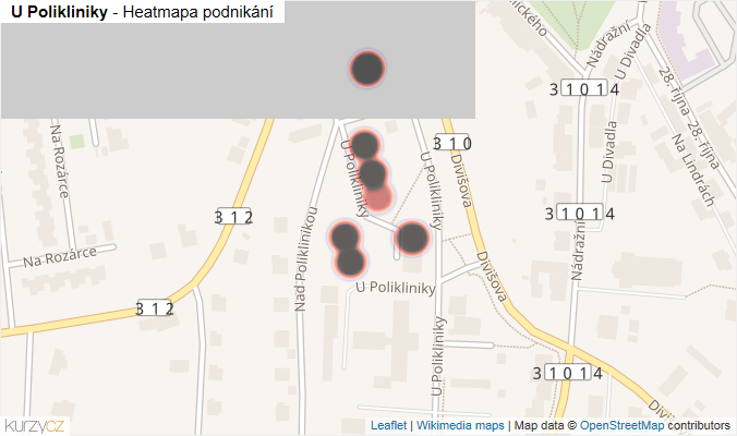 Mapa U Polikliniky - Firmy v ulici.