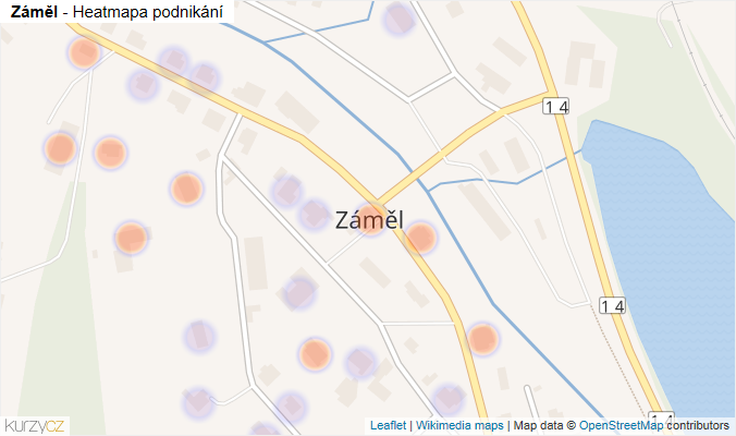 Mapa Záměl - Firmy v části obce.