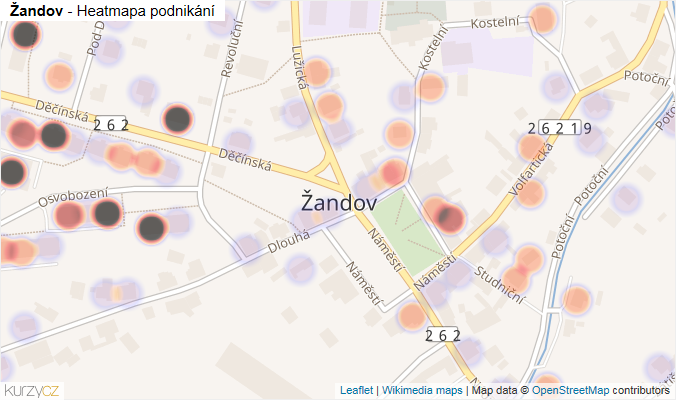 Mapa Žandov - Firmy v části obce.