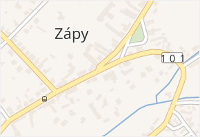 Zápy v obci Zápy - mapa části obce