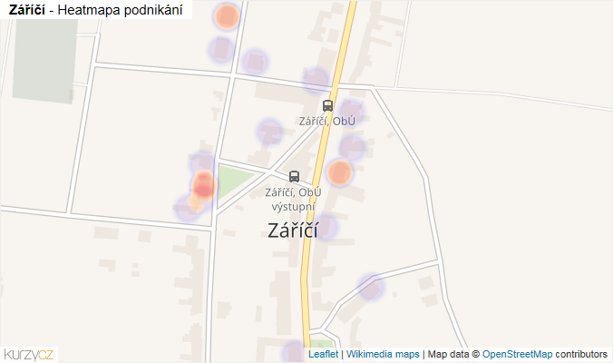 Mapa Záříčí - Firmy v části obce.