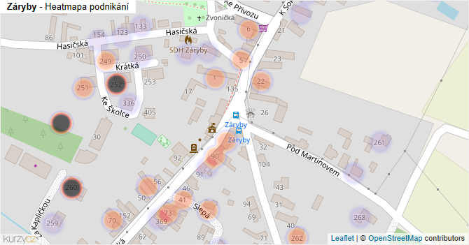 Záryby - mapa podnikání