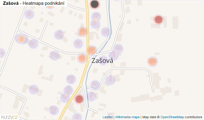 Mapa Zašová - Firmy v části obce.
