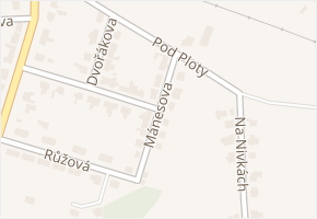 Mánesova v obci Zastávka - mapa ulice