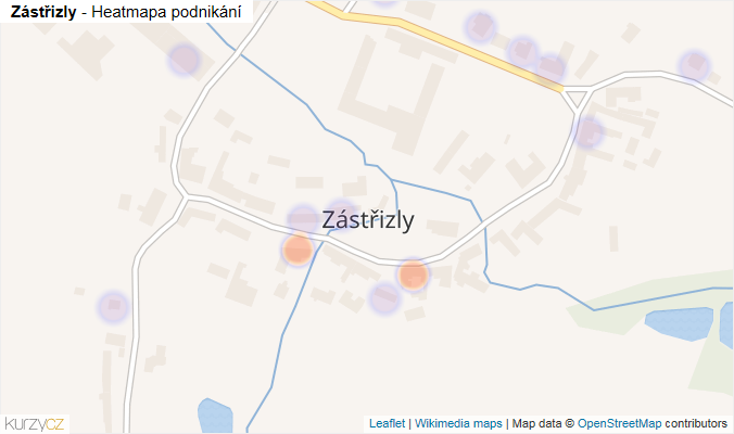 Mapa Zástřizly - Firmy v části obce.