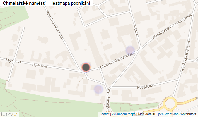 Mapa Chmelařské náměstí - Firmy v ulici.