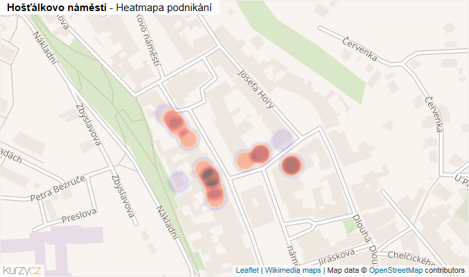 Mapa Hošťálkovo náměstí - Firmy v ulici.