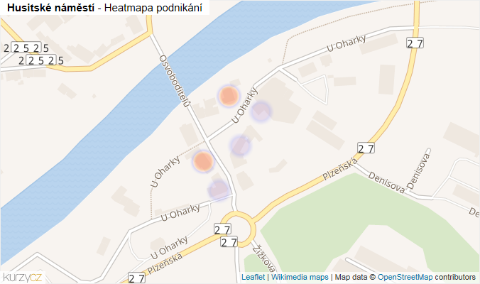 Mapa Husitské náměstí - Firmy v ulici.