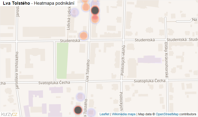 Mapa Lva Tolstého - Firmy v ulici.