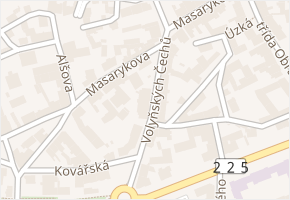 Volyňských Čechů v obci Žatec - mapa ulice