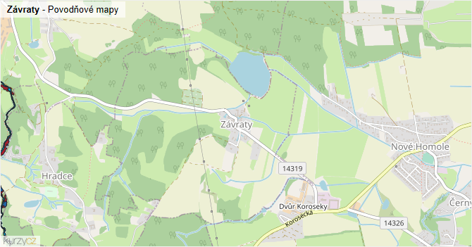 Závraty - záplavové mapy stoleté vody