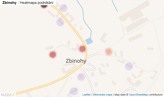 Mapa Zbinohy - Firmy v části obce.