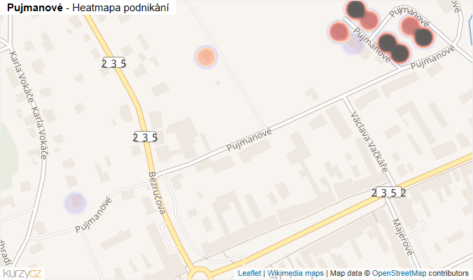Mapa Pujmanové - Firmy v ulici.