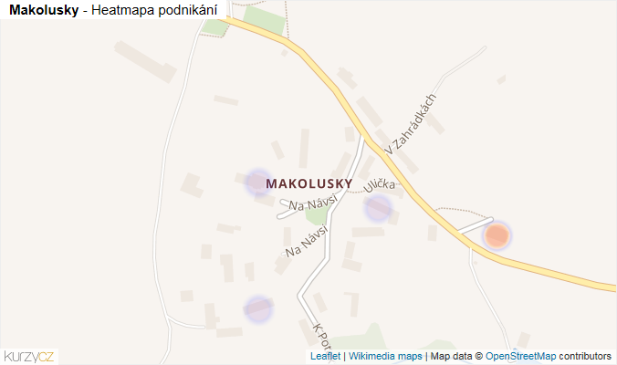 Mapa Makolusky - Firmy v části obce.
