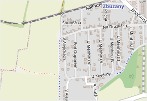 Pod Ouporem v obci Zbuzany - mapa ulice
