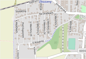 U Menhiru IV v obci Zbuzany - mapa ulice