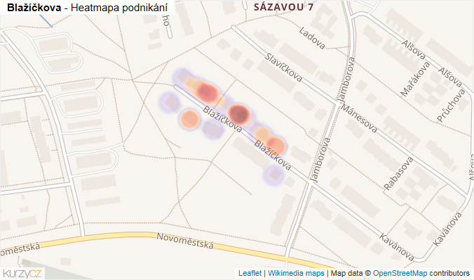 Mapa Blažíčkova - Firmy v ulici.