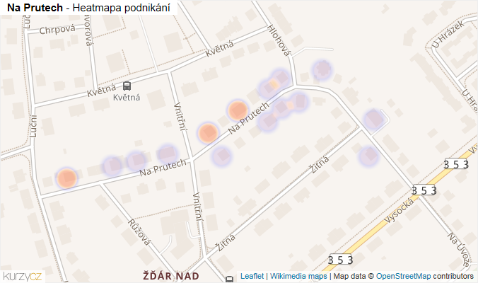 Mapa Na Prutech - Firmy v ulici.