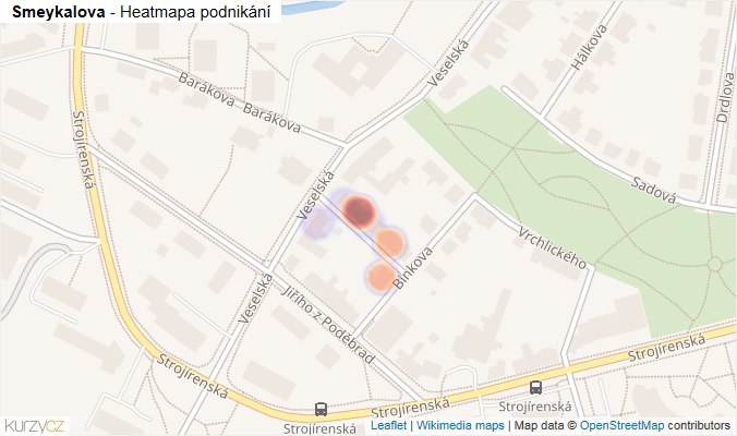 Mapa Smeykalova - Firmy v ulici.