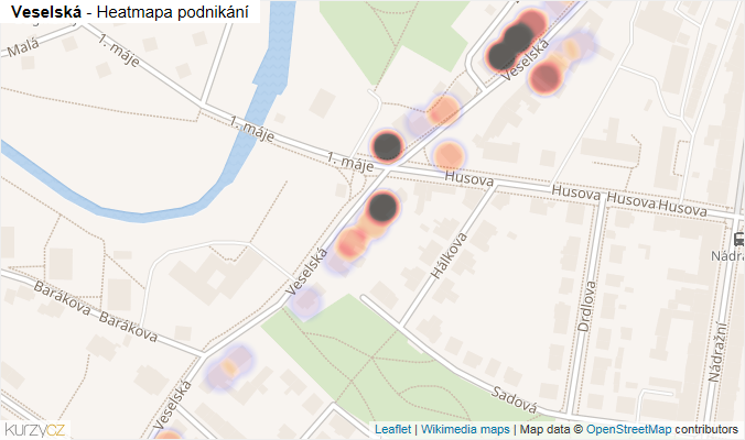Mapa Veselská - Firmy v ulici.