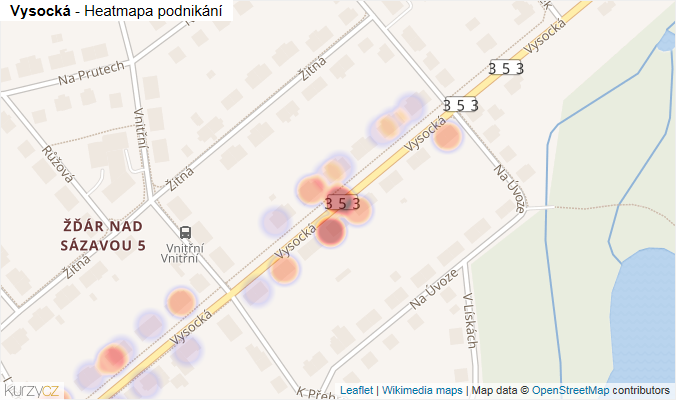 Mapa Vysocká - Firmy v ulici.