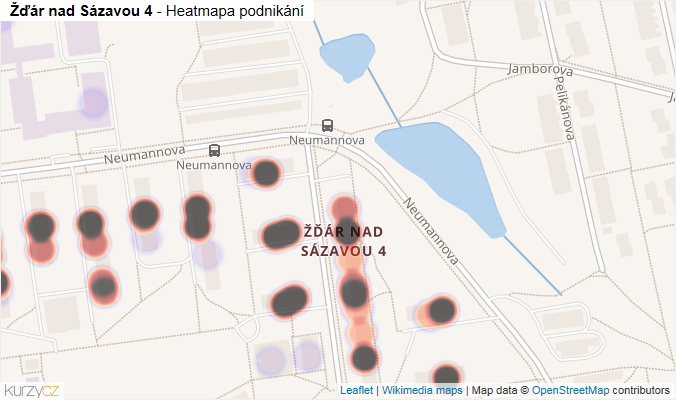 Mapa Žďár nad Sázavou 4 - Firmy v části obce.