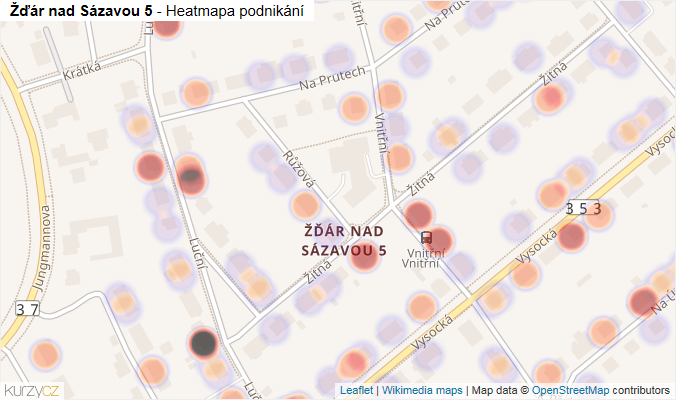 Mapa Žďár nad Sázavou 5 - Firmy v části obce.