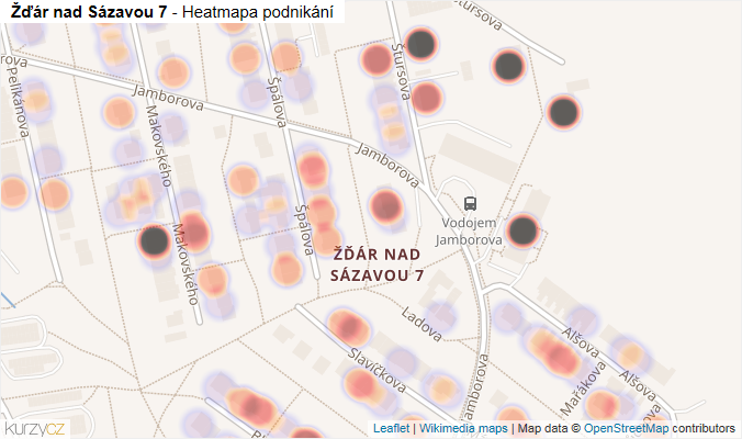 Mapa Žďár nad Sázavou 7 - Firmy v části obce.