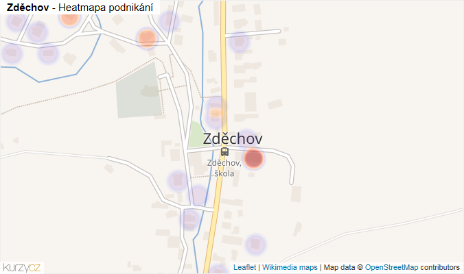 Mapa Zděchov - Firmy v části obce.
