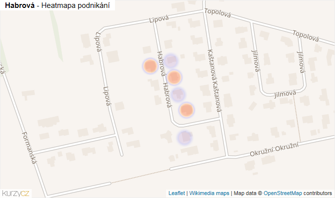 Mapa Habrová - Firmy v ulici.