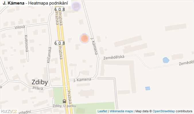 Mapa J. Kámena - Firmy v ulici.