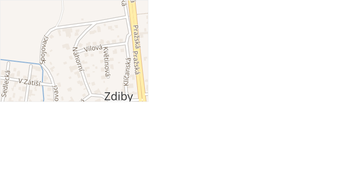Náhorní v obci Zdiby - mapa ulice