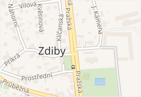 Pražská v obci Zdiby - mapa ulice