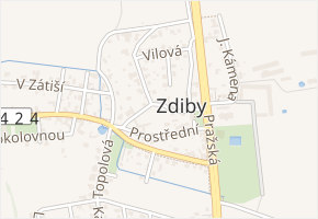 Příkrá v obci Zdiby - mapa ulice