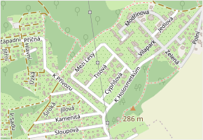 Tisová v obci Zdiby - mapa ulice