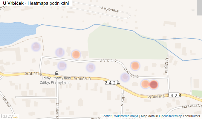 Mapa U Vrbiček - Firmy v ulici.
