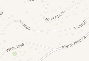V Údolí v obci Zdiby - mapa ulice