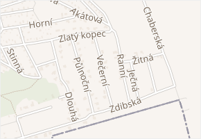 Večerní v obci Zdiby - mapa ulice