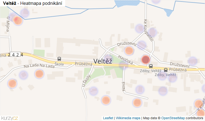 Mapa Veltěž - Firmy v části obce.