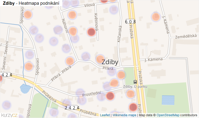 Mapa Zdiby - Firmy v části obce.