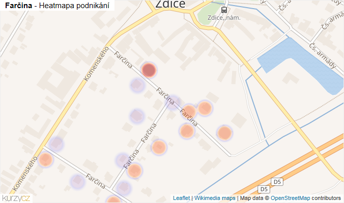Mapa Farčina - Firmy v ulici.