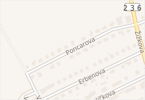 Poncarova v obci Zdice - mapa ulice