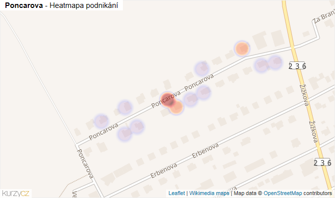 Mapa Poncarova - Firmy v ulici.