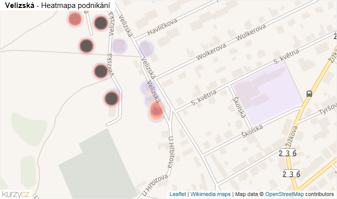 Mapa Velizská - Firmy v ulici.