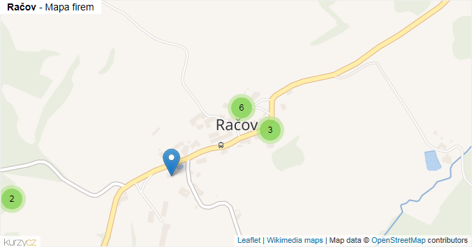 Mapa Račov - Firmy v části obce.