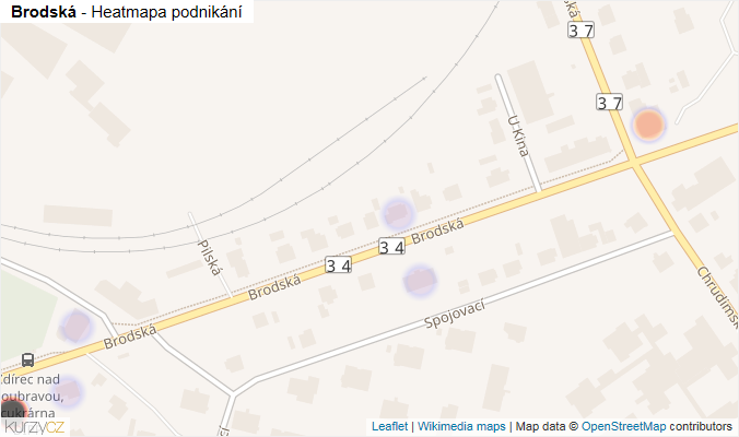 Mapa Brodská - Firmy v ulici.