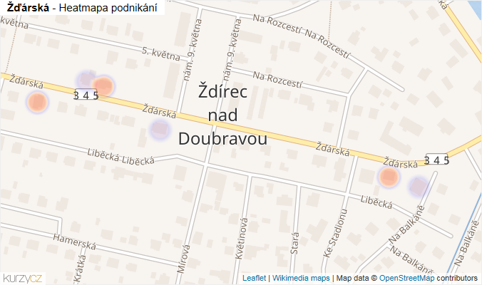 Mapa Žďárská - Firmy v ulici.