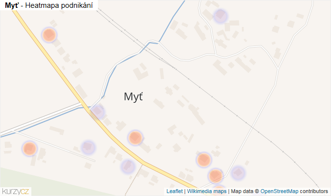 Mapa Myť - Firmy v části obce.