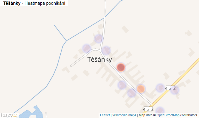 Mapa Těšánky - Firmy v části obce.
